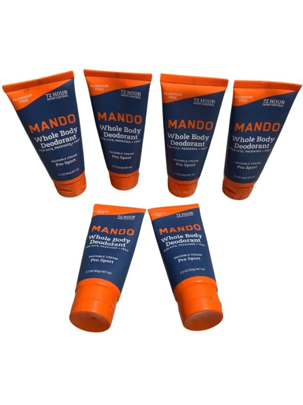 6 Mando Whole Body Deodorant Pro Sport Aluminum-Free Invisible Cream  2.2 oz